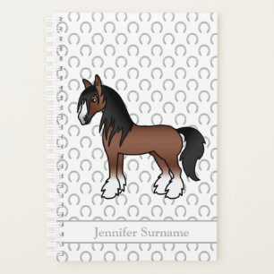 Braunes Gypsy Vanner Clydesdale Pferd & Benutzerde Planer