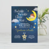 Braunes Haar Twinkle Twinkle Little Star Einladung (Stehend Vorderseite)