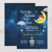 Braunes Haar Twinkle Twinkle Little Star Einladung (Vorne/Hinten)