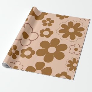 Braunes Herbst-Retro-Y2K-Hippie-Blumenmuster Geschenkpapier