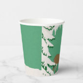 Braunes Hirsch im Schneebaum Minze Grün Pappbecher (Rechts)