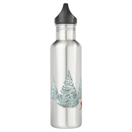 Braunes Hirsch unter schneebedeckten Spruce Trees Edelstahlflasche (Links)