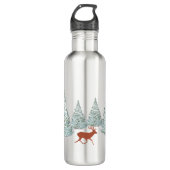 Braunes Hirsch unter schneebedeckten Spruce Trees Edelstahlflasche (Vorderseite)