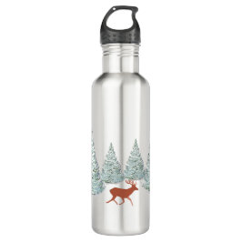 Braunes Hirsch unter schneebedeckten Spruce Trees Edelstahlflasche