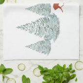 Braunes Hirsch unter schneebedeckten Spruce Trees Geschirrtuch (Gefaltet)