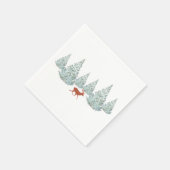 Braunes Hirsch unter schneebedeckten Spruce Trees Serviette (Ecke)