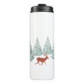 Braunes Hirsch unter schneebedeckten Spruce Trees Thermosbecher (Vorderseite)