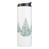 Braunes Hirsch unter schneebedeckten Spruce Trees Thermosbecher (Nach links gedreht)