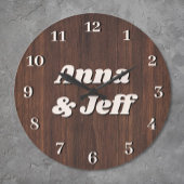 Braunes Holz Hintergrund Valentine Couple Name Cus Große Wanduhr