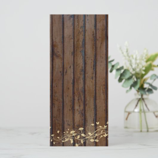 Braunes Holz Hochzeitsprogramm Menü Programm (Stehend Vorderseite)