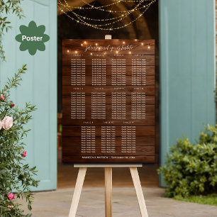 Braunes Holz String Lights 11 Tische Hochzeitssitz Poster