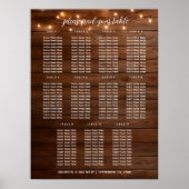 Braunes Holz String Lights 11 Tische Hochzeitssitz Poster (Vorne)