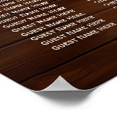 Braunes Holz String Lights 12 Tische Hochzeitssitz Poster (Ecke)