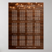 Braunes Holz String Lights 12 Tische Hochzeitssitz Poster (Vorne)
