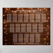 Braunes Holz String Lights 18 Tische Hochzeitssitz Poster (Vorne)