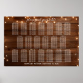 Braunes Holz String Lights 20 Tische Hochzeitssitz Poster (Vorne)