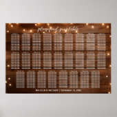 Braunes Holz String Lights 26 Tische Hochzeitssitz Poster (Vorne)