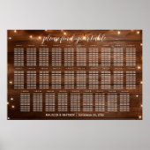Braunes Holz String Lights 29 Tische Hochzeitssitz Poster (Vorne)