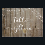 Braunes Holz und Lights Tafel 18 Karten<br><div class="desc">Diese rustikale, elegante Hochzeitssuite und Veranstaltungsinklusive präsentiert einige beliebte Trends im Hochzeitsdesign in einer neuen Art und Weise. Mit einem braunen Holzhintergrund und zwei Fäden mit funkelnden hellen Akzenten habe ich einen schönen modernen Script-Schriftart kombiniert, um Grafiken zu rendern, die Schlüsselwörter und Sätze im Design-Set darstellen. In dieser Tischkarte lautet...</div>