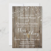 Braunes Holz und weiße Lichter Hochzeit Einladung (Vorderseite)