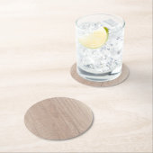 Braunes Holzbrett als unbedruckte elegante Vorlage Runder Pappuntersetzer (Vor Ort)