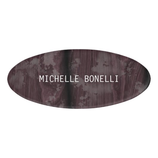 Braunes Holzdesign Hintergrund Schlichte Legitimat Namenschild (Vorderseite)