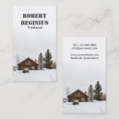 braunes Holzhaus auf schneebedecktem Boden Visitenkarte (Vorne/Hinten)