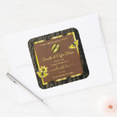 Braunes Holzkörnchen Baumrinde Produktkennzeichnun Quadratischer Aufkleber (Umschlag)