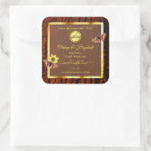 Braunes Holzkörnchen Baumrinde Produktkennzeichnun Quadratischer Aufkleber (Tasche)