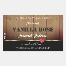 Braunes Holzkörnchen Verpackungsetiketten Herz Rechteckiger Aufkleber