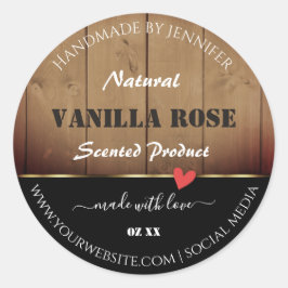 Braunes Holzkörnchen Verpackungsetiketten Herz Runder Aufkleber