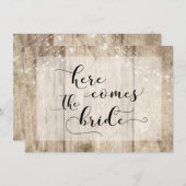 Braunes Holzleuchten hier kommt das Zeichen des Br Einladung (Vorne/Hinten)