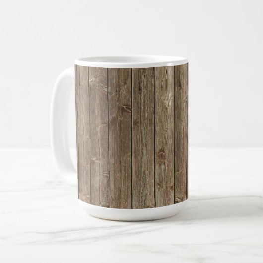 Braunes Holzmuster handlich rustikal Kaffeetasse (Vorderseite Links)