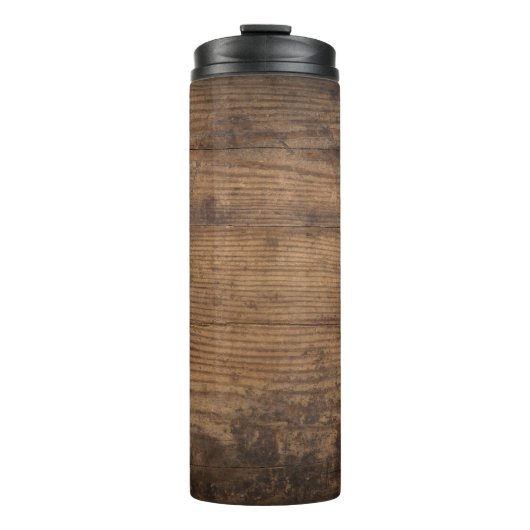Braunes Holztextur Abstrakter Hintergrund Thermosbecher (Vorderseite)