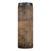 Braunes Holztextur Abstrakter Hintergrund Thermosbecher (Rückseite)