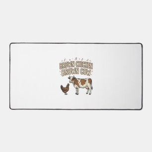 Braunes Huhn Braune Kuh Lustiges Bauernhof-Shirt-D Schreibtischunterlage