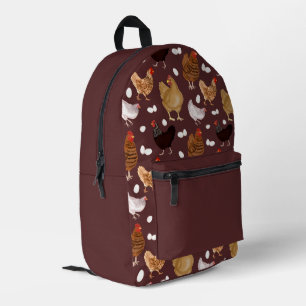 Braunes Huhn und das Eiermuster Bedruckter Rucksack
