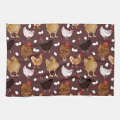 Braunes Huhn und das Eiermuster Geschirrtuch (Horizontal)