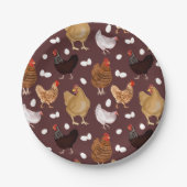 Braunes Huhn und das Eiermuster Pappteller (Vorderseite)