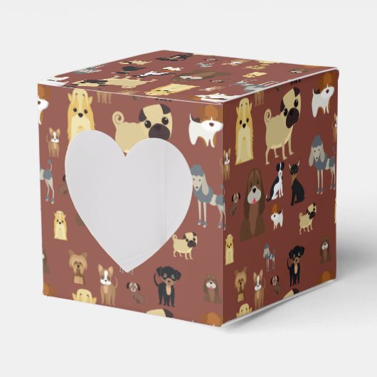 Braunes Hundemuster. Geschenkschachtel (Vorderseite)