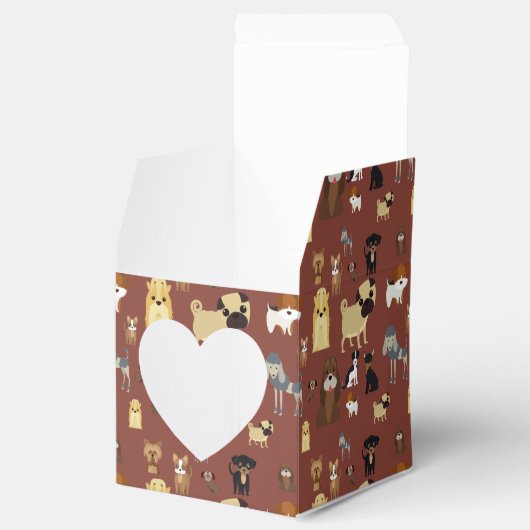 Braunes Hundemuster. Geschenkschachtel (Geöffnet)