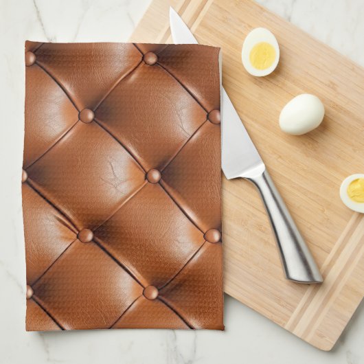 Braunes Imitat Leder (Lederlook) Geschirrtuch (Viertel Falte)