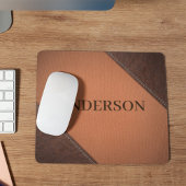 Braunes Imitat Leder mit Nähstich-Effekt Mousepad
