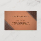 Braunes Imitat Leder mit Nähstich-Effekt Visitenkarte (Rückseite)