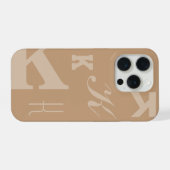 Braunes individuelles Anfangsbuchstabe-Monogramm,  iPhone Hülle (Rückseite (Horizontal))