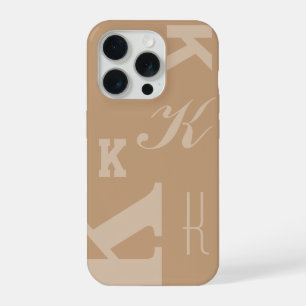 Braunes individuelles Anfangsbuchstabe-Monogramm, iPhone 15 Pro Hülle