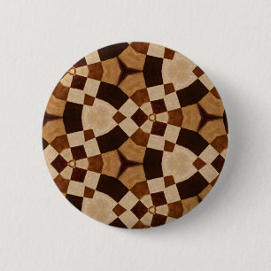 Braunes Kaleidoskop Geometrische Formen Muster Button
