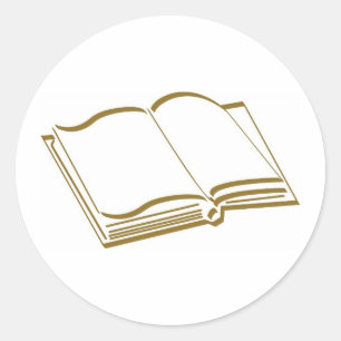 Braunes Kalligraphisches Linienbuch Runder Aufkleber