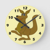 Braunes Känguru-Design Runde Wanduhr (Vorderseite)