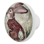 Braunes Kaninchen Naturgrauer Stein Aussehen Keramikknauf (Rechts)